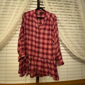 Lane bryant 24 pink/white/blue Plaid peplum top